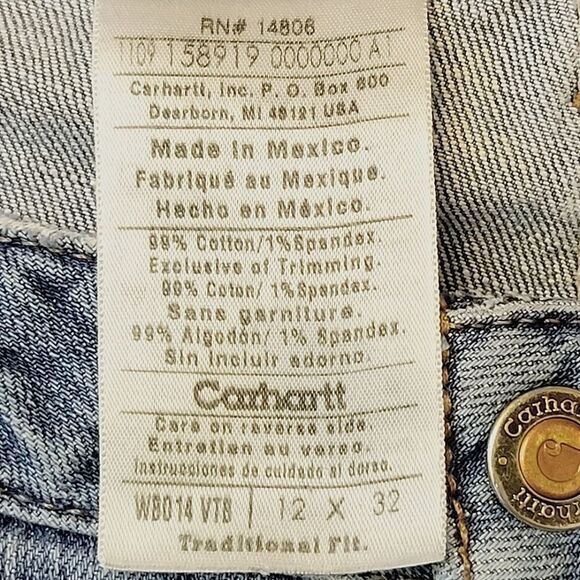 Carhartt Traditional Fit Medium Wash Denim Blue Jeans Size 12 - Picture 5 of 8